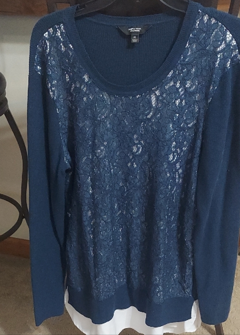 Simply Vera Vera Wang Blue Lace Sweater